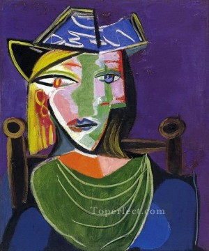 Portrait de femme au beret 2 1937 Cubist Oil Paintings